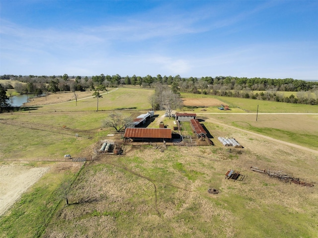 birds eye view of property featuring a rural view