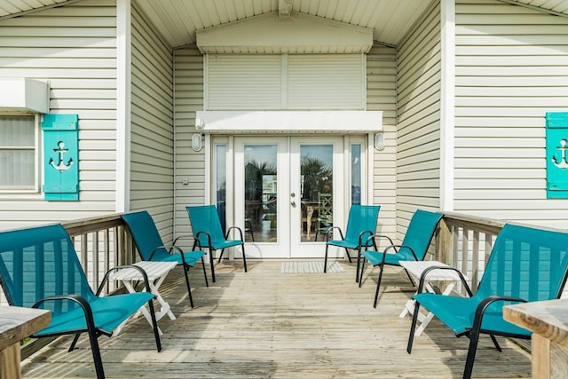 wooden deck with french doors