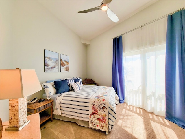 bedroom featuring ceiling fan and carpet floors