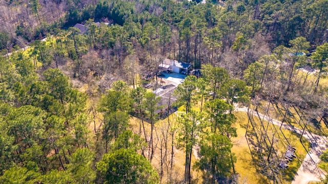 bird's eye view featuring a view of trees