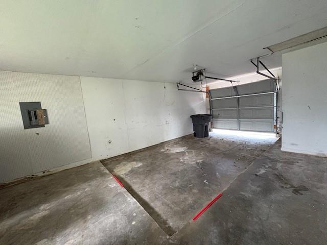 garage with a garage door opener