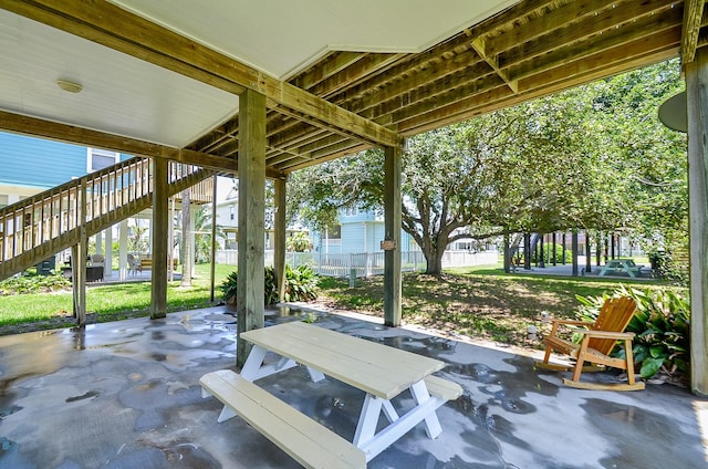 view of patio with stairs