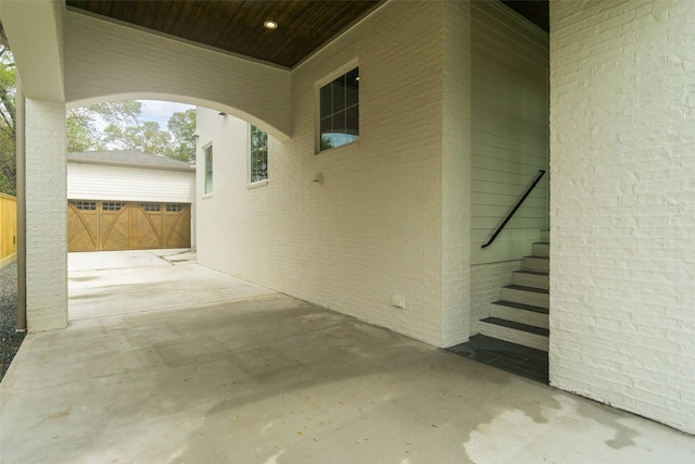 view of patio / terrace featuring an outdoor structure