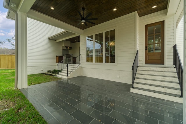 view of patio with ceiling fan