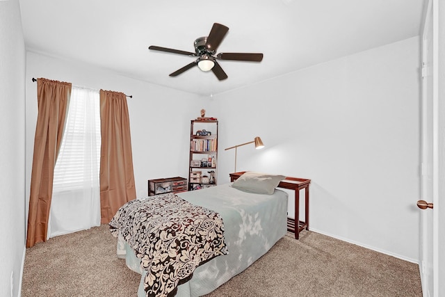 bedroom with carpet and ceiling fan