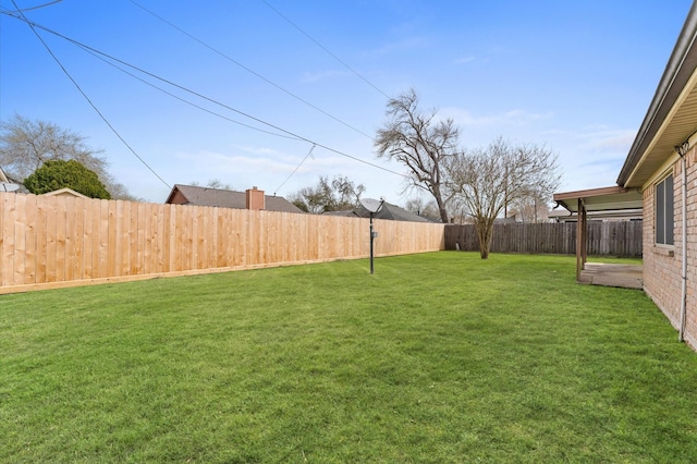 view of yard featuring a fenced backyard