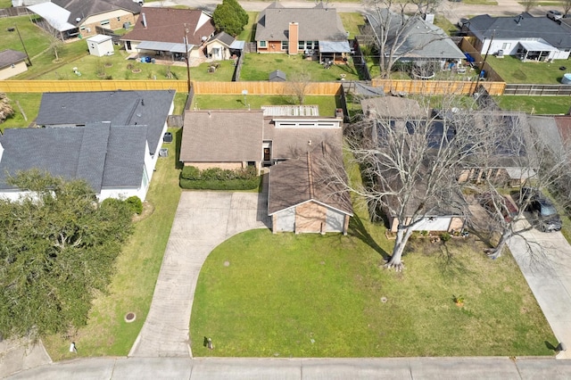 bird's eye view with a residential view