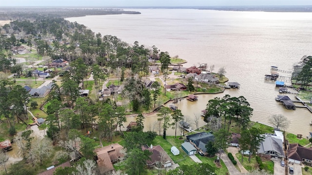 bird's eye view with a residential view and a water view