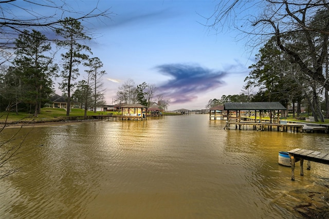 view of water feature featuring a boat dock