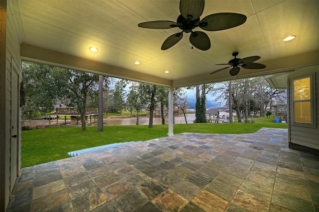 view of patio / terrace with a ceiling fan