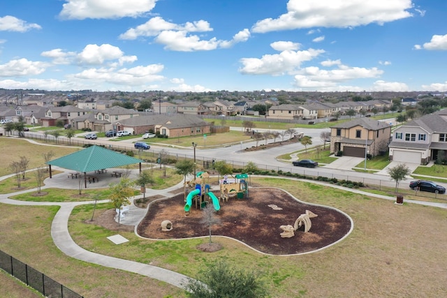 aerial view with a residential view