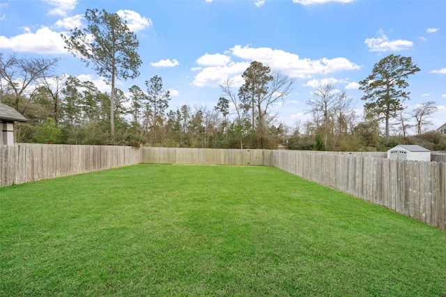 view of yard with a fenced backyard