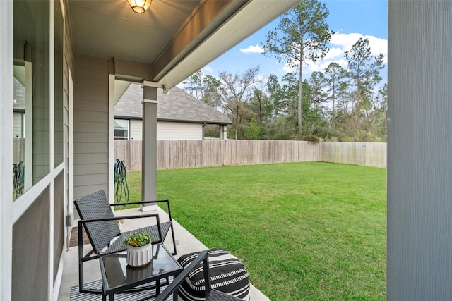 view of yard featuring a fenced backyard