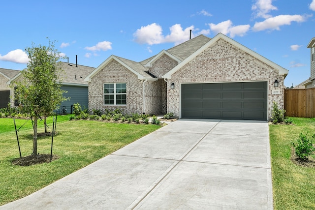 22450 Birchfield Grove Ln, New Caney, TX 77357 - ranch-style home featuring a garage, concrete driveway, and brick siding