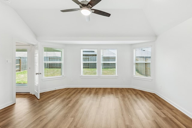 22450 Birchfield Grove Ln, New Caney, TX 77357 - spare room featuring vaulted ceiling, light wood-style flooring, plenty of natural light, and ceiling fan