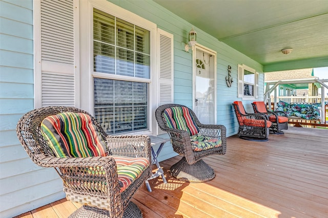 wooden deck with covered porch