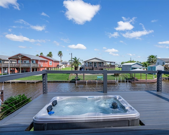 632 County Road 204, Sargent, TX 77414 - dock area with a water view, a residential view, and hot tub deck surround