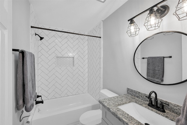 3048 Gessner Rd, Houston, TX 77080 - bathroom featuring toilet, shower / bath combination, and vanity