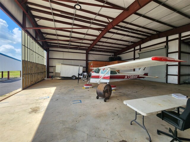 garage with metal wall