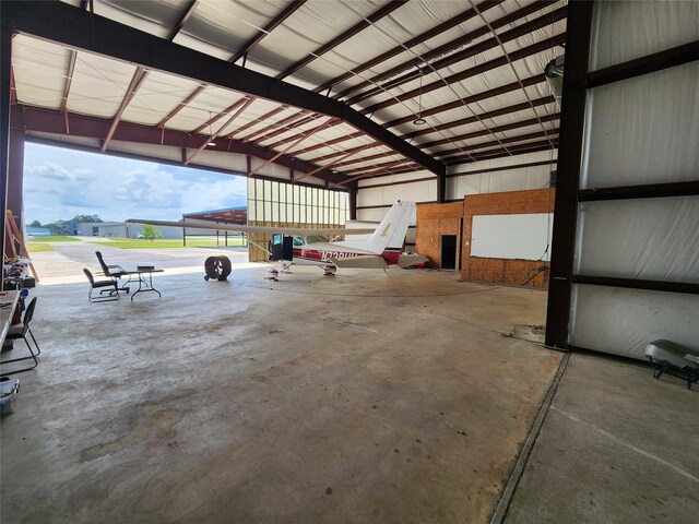 garage with metal wall