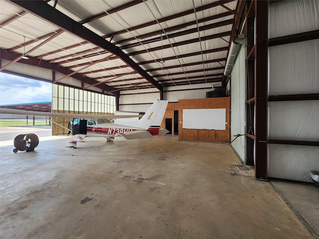 garage with metal wall