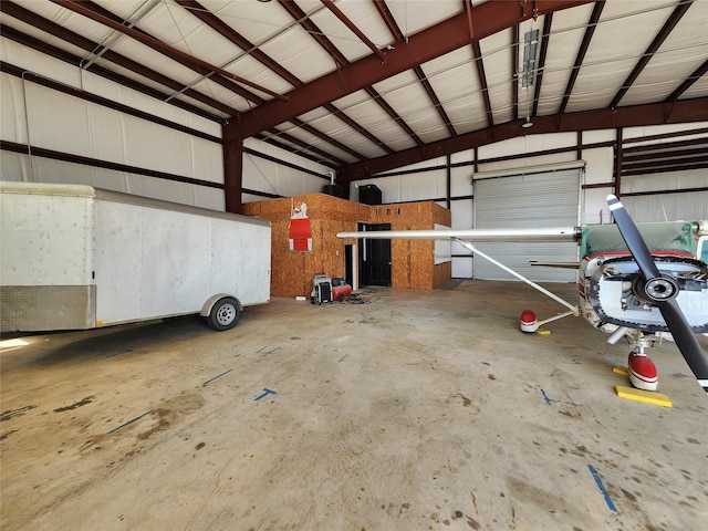 garage with metal wall