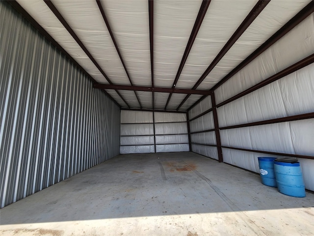 garage featuring metal wall