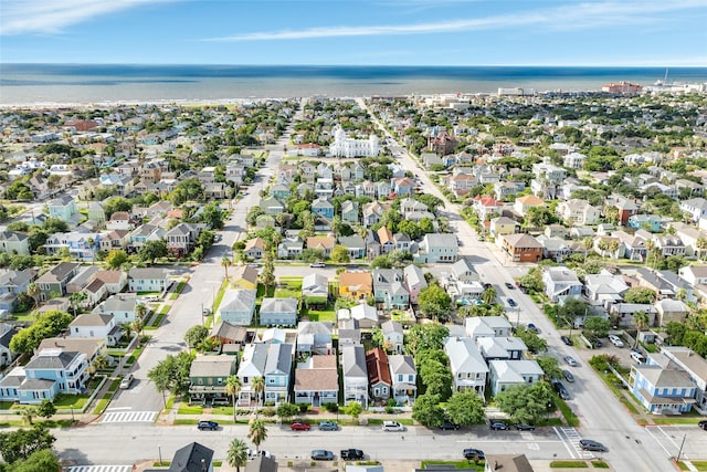 aerial view featuring a water view and a residential view