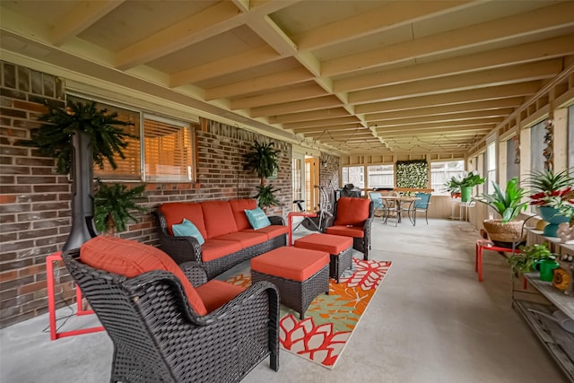 view of patio / terrace featuring outdoor dining area, outdoor lounge area, and fence