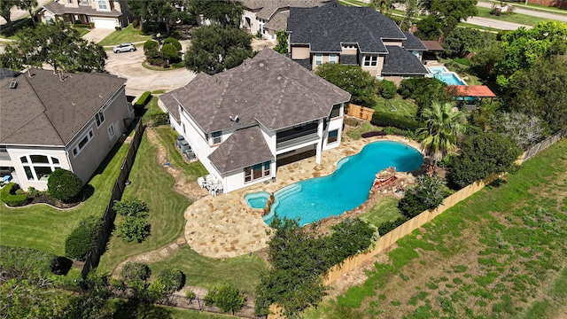 bird's eye view with a residential view