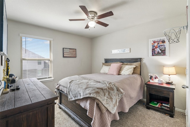 bedroom with carpet and ceiling fan