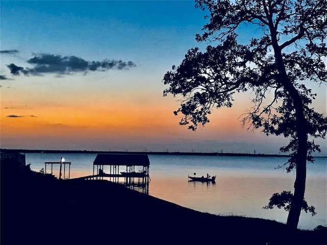 view of dock featuring a water view