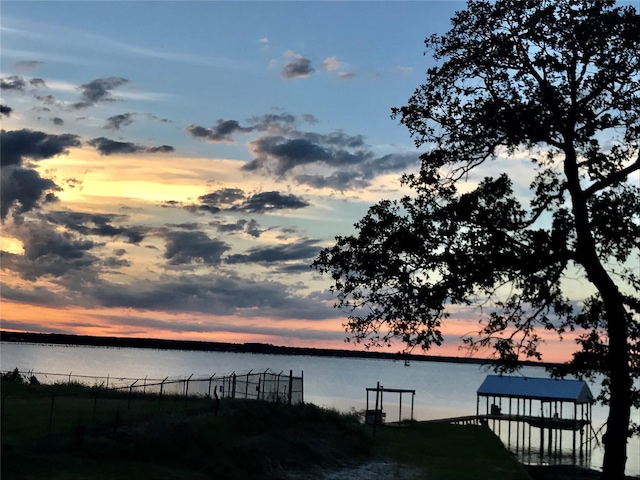 view of dock featuring a water view