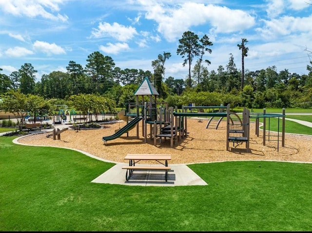 community playground with a lawn