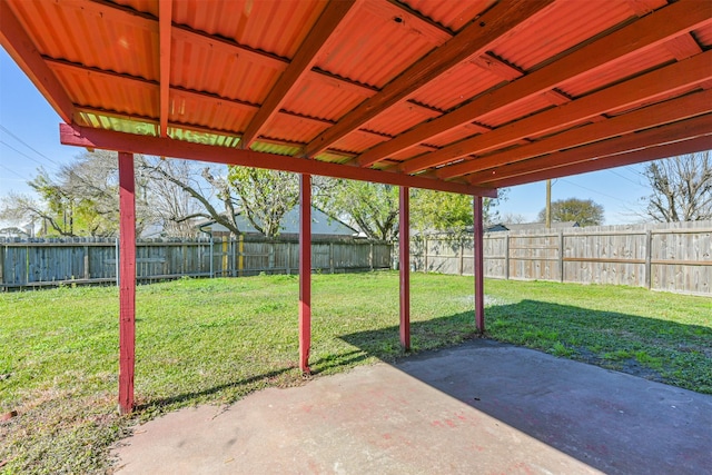 view of patio featuring a fenced backyard