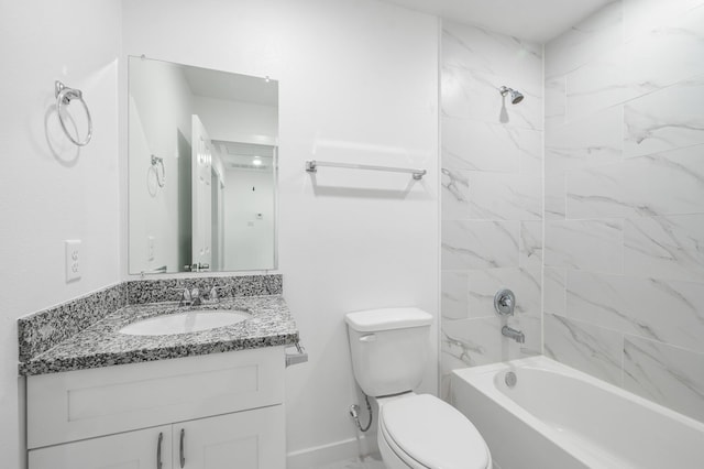 full bathroom featuring toilet, tub / shower combination, and vanity