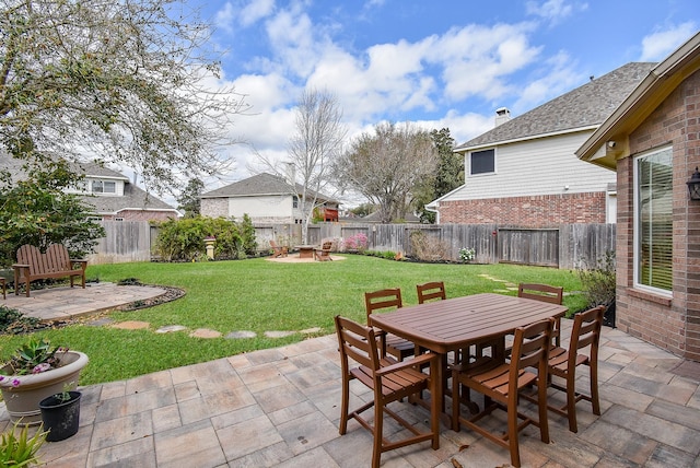 view of patio / terrace with outdoor dining area and a fenced backyard