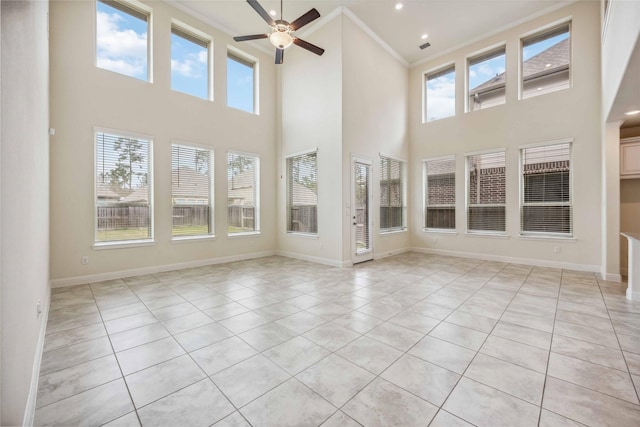 interior space featuring ceiling fan