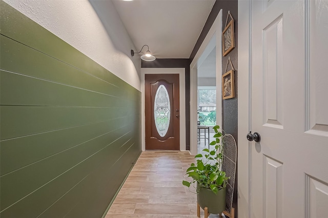 entryway featuring light wood finished floors