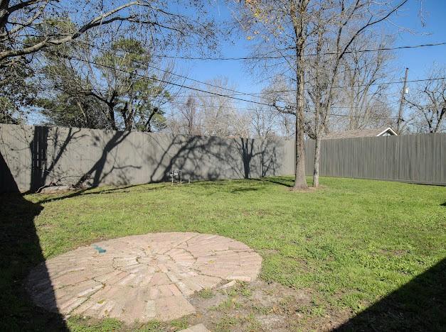 view of yard with a patio area and a fenced backyard