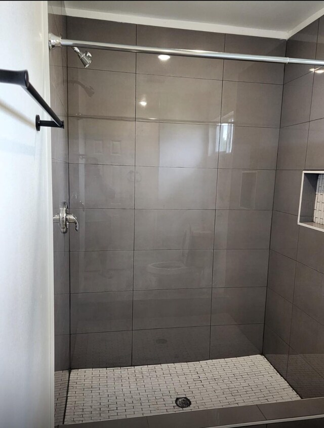 bathroom featuring a shower stall