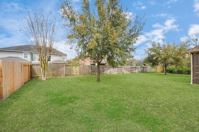 view of yard featuring a fenced backyard