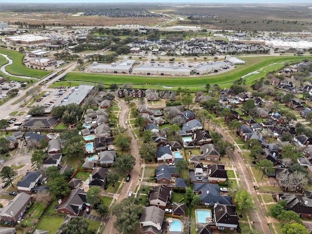 drone / aerial view with a residential view