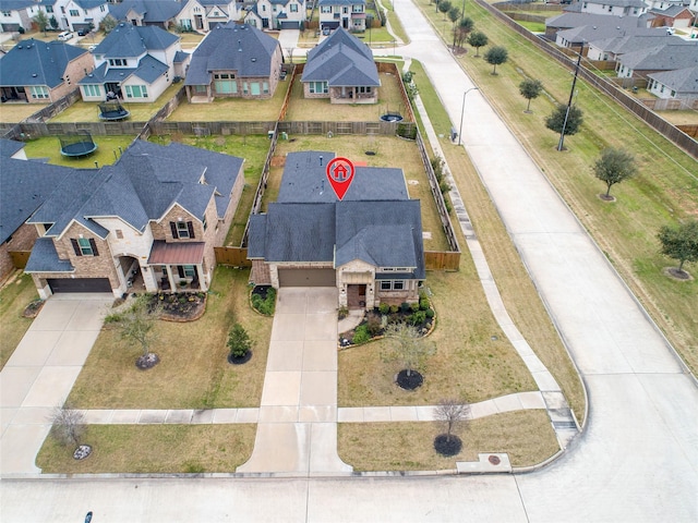 aerial view featuring a residential view