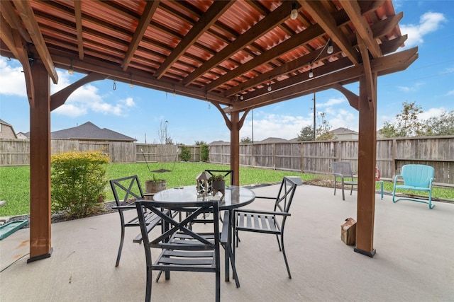 view of patio / terrace featuring a fenced backyard and outdoor dining space