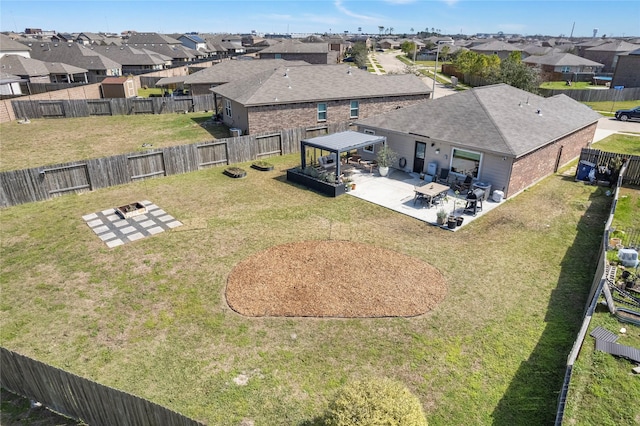 aerial view with a residential view