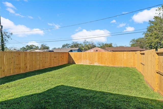 view of yard with a fenced backyard