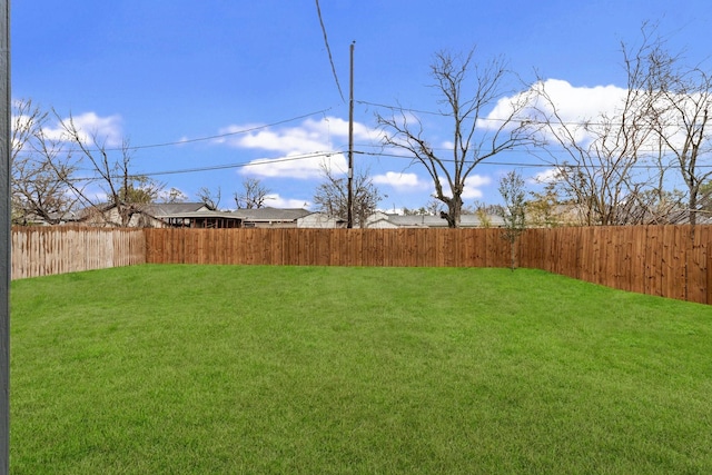 view of yard with a fenced backyard