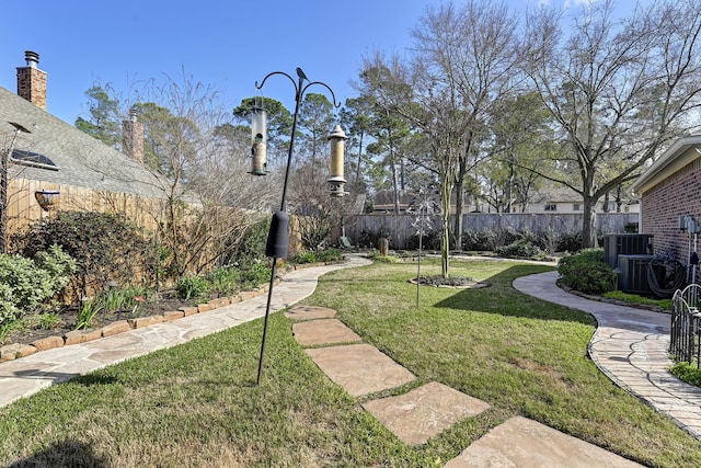 surrounding community featuring a fenced backyard and a lawn