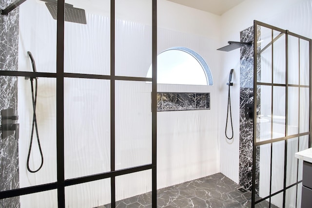 interior details with walk in shower